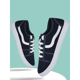 Spotwalk Men Striped Round Toe lace Ups Sneakers