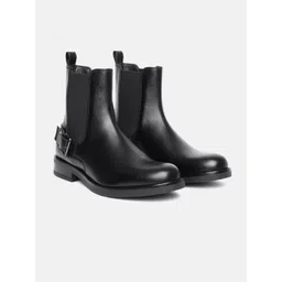 The Roadster Life Co. Women Stacked Heel Chelsea Boots with Buckle Detail