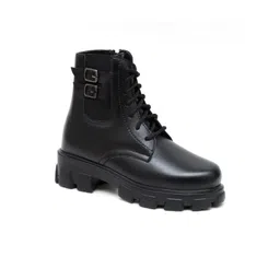 DIFEET Women Solid Lace Up Ankle Boots