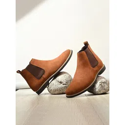 Killer Men Round Toe Slip On Block Heels Chelsea Boots