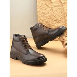Roadster Men Brown Solid Lace-Ups Chunky Boots
