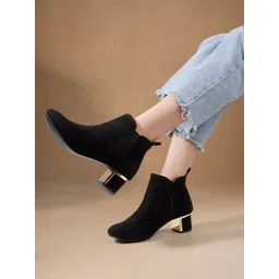 Chemistry Women Casual Block-Heeled Round Toe Chelsea Boots