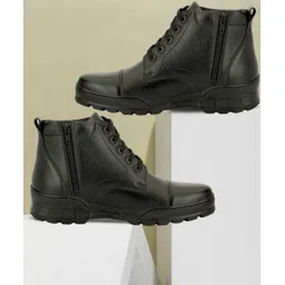 Men's Side Zip Ankle Leather Boots for Police, Commando NCC, Military, Army Boots For Men
