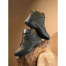 Leo's Fitness Shoes Men Colourblocked Mid-Top Flat-Heeled Boots