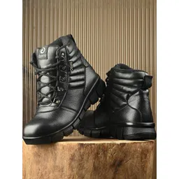 Ozarro Black Synthetic Leather Casual Shoes