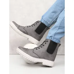 glitchez Men Casual Block-Heeled Chelsea Boots