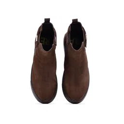 RARE RABBIT Men Berus Dark Brown Suede Slip-On Sneakers