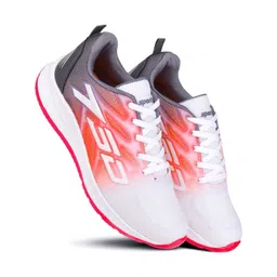 NOBELITE Men White & Red Synthetic Printed Sneakers