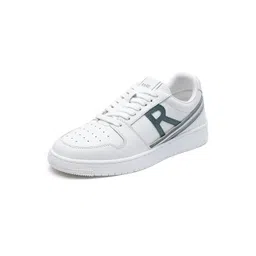 RARE RABBIT Men Adonis White Printed Leather Sneakers