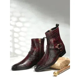 MILLE DOLLARI Men Textured Leather Frontier Boots
