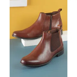 Mochi Men Leather Mid-Top Ankle Boots