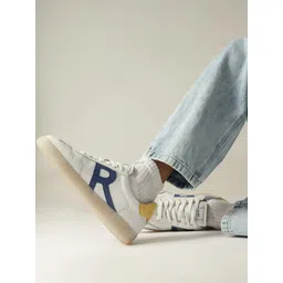 RARE RABBIT Men Printed Leather Sneakers