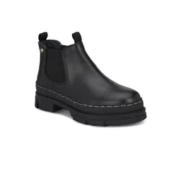 Delize Women Black Solid Chelsea Boots