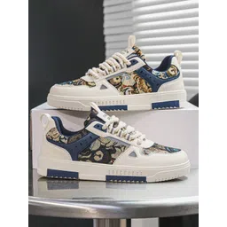 Layasa Men Printed Round Toe Lace-Ups Sneakers