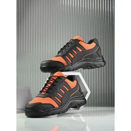 Eego Italy Men Color-Block Steel Toe Safety Lace Up Sports Shoes