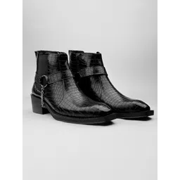 Bxxy Men Textured Square Toe Height Increasing Elevator Chelsea Boots
