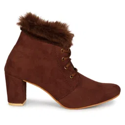 Commander Shoes Women Casual Block-Heeled Trendy Fur Booots