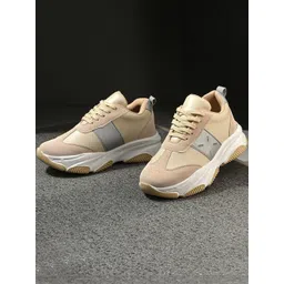 Roadster Women Beige Solid Synthetic Sneakers
