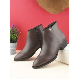 EL PASO Women Brown Faux Leather Casual Chelsea Boots Boots For Women