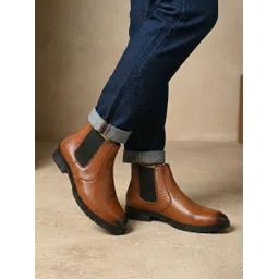 Men Casual Comfortable Chelsea Slip-On Indoor Synthetic Leather Boots For Men