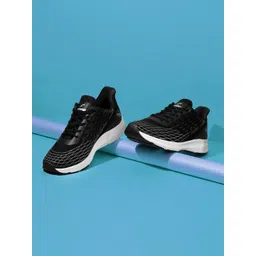 Furo By Red Chief Men Black & Silver Mash Lace-Up Sports Shoes