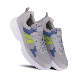 NOBELITE Men Grey & Blue Printed Round Toe Lace Up Synthetic Sneakers