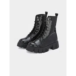 ADORLY Women Lace-Ups Casual Biker Boots