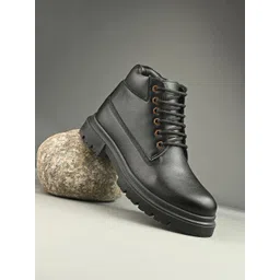 AfroJack Men Lace-Ups Round Toe Chunky Boots