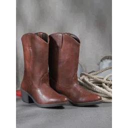 CARLO ROMANO Women MARINA-22 Leather Block-Heeled Long Cowboy Boots