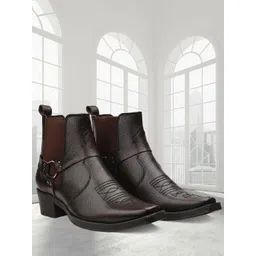 Bxxy Men Textured Square Toe Block-Heel Chelsea Boot