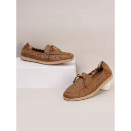 Sherrif Shoes Women Textured Loafers With Laser Cuts