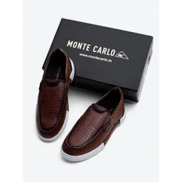Monte Carlo Men Textured Leather Slip-On Sneakers