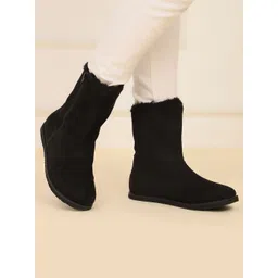 yoho Women Round Toe Flatform Heel Winter Boots
