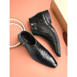 Valentino Textured Leather Side Zipper Ankle Boots