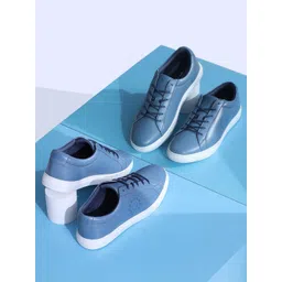 Jack & Jones Men Round Toe Lace Up Leather Sneakers