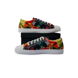 KobSook Men Printed Low Ankle Comfort Insole Canvas Contrast Sole Sneakers