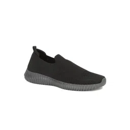 North Star Men Black Woven Design Slip-On Sneakers