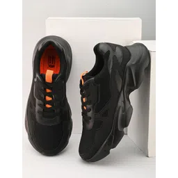 HRX by Hrithik Roshan Men Black URBAN CHUNKY Textured Lightweight Sneakers