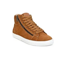 HX London Men Mid Top Lightweight Memory Foam Suede  Contrast Sole Sneakers