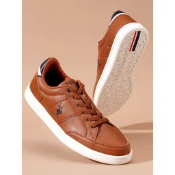 U.S. Polo Assn. Men Textured Comfort Insole Contrast Sole Lace-Ups Sneakers