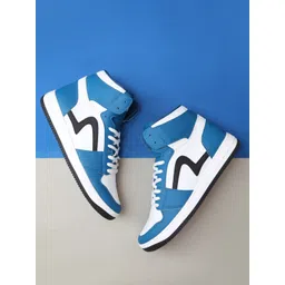 SPYKAR Men Colourblocked Comfort Insole Contrast Sole High Top Lace-Ups Sneakers