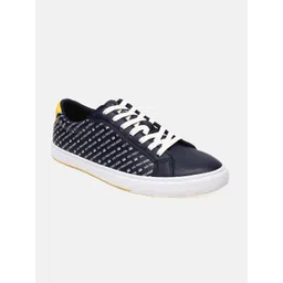 U S Polo Assn Men Navy Blue Woven Design PU Sneakers