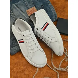 Mast & Harbour Men White Striped Sneakers