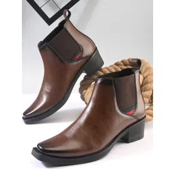 HERE&NOW Men PU Pointed Toe Chelsea Boots