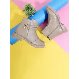 Padchin Women Monk Strap Block Heeled Zipper Closure Chiku Boots