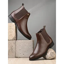 El Paso Men Brown Solid Chelsea Boots