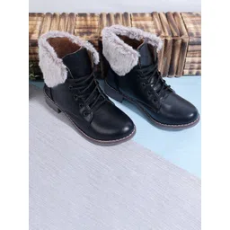 Padchin Women Block-Heeled Fur Accent Regular Boots