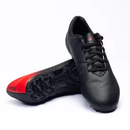 Men Football Shoes Agility 100 for Firm Ground Black Red