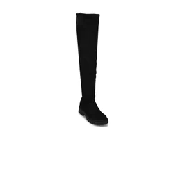 Truffle Collection Women Black Suede High-Top Block Heeled Boots