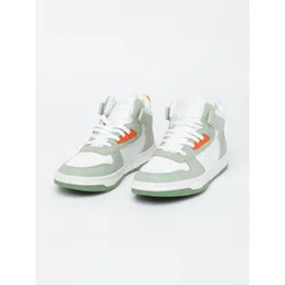 Snitch Men White & Green Colourblocked Sneakers